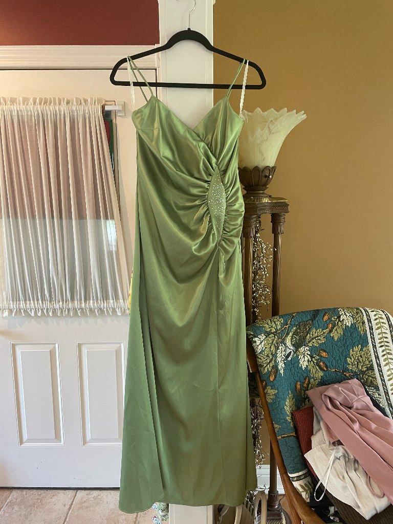 Lime Green Spaghetti Strap Gown